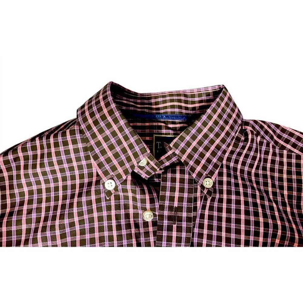 T Harris Striped Button Down Shirt M Poplin Long Sleeve Academia 100% Cotton - Picture 2 of 7